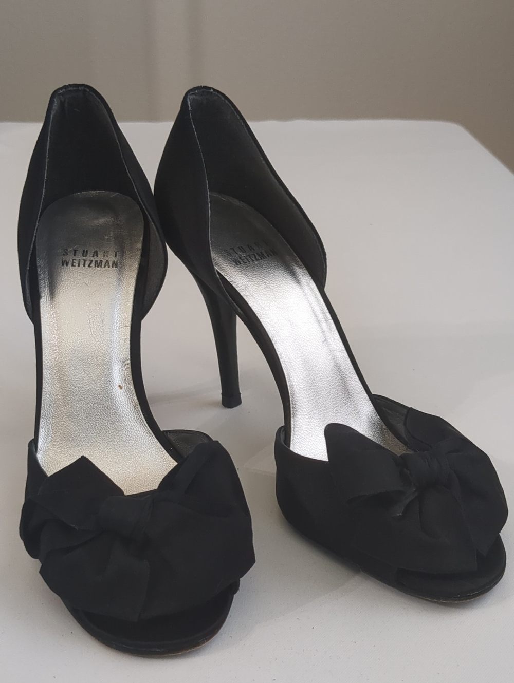Stuart Weitzman Satin Bow Accents D'Orsay Pump Sz 8.5